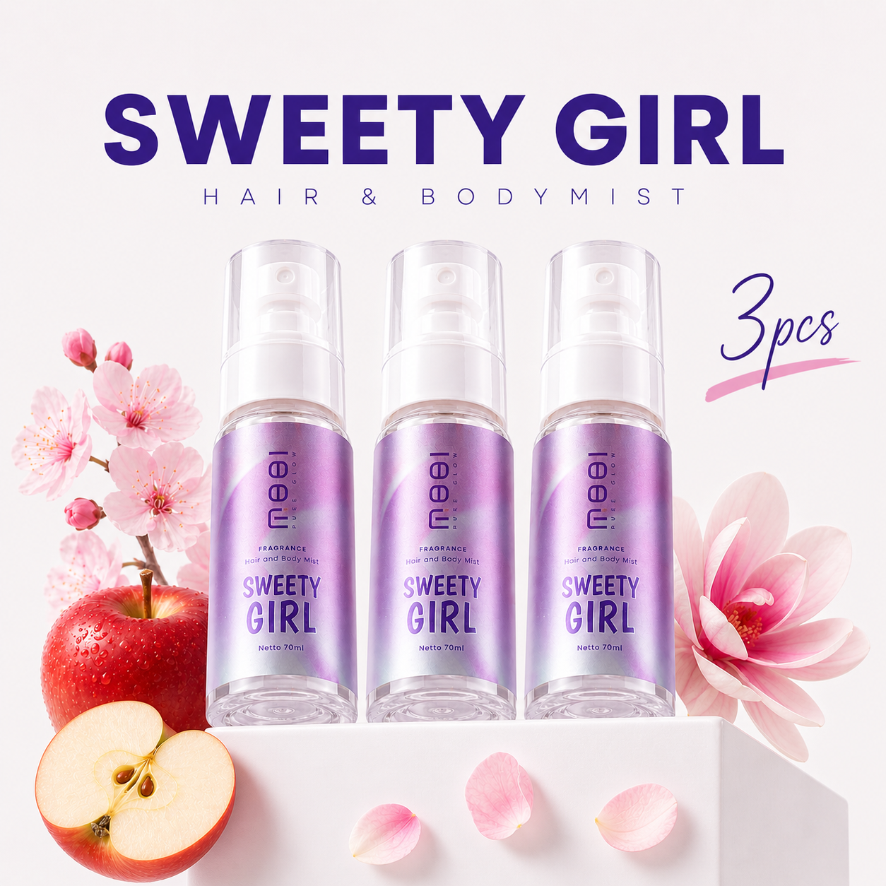 3 PCS - MOOI Hair & Body Mist Sweety Girl